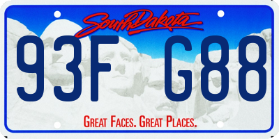 SD license plate 93FG88