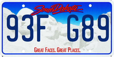 SD license plate 93FG89