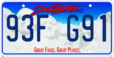 SD license plate 93FG91