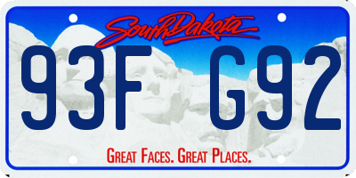 SD license plate 93FG92