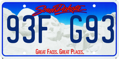 SD license plate 93FG93