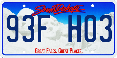 SD license plate 93FH03