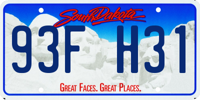 SD license plate 93FH31