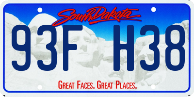 SD license plate 93FH38