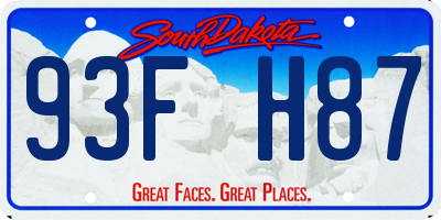 SD license plate 93FH87