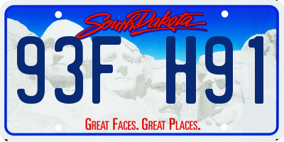 SD license plate 93FH91