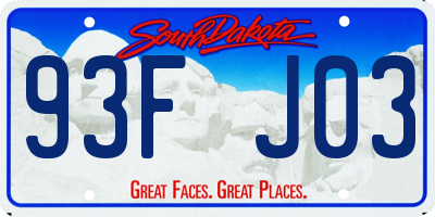 SD license plate 93FJ03