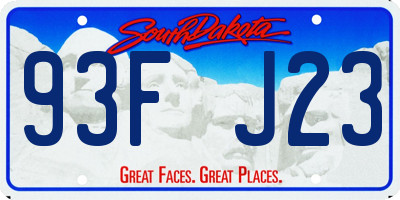 SD license plate 93FJ23