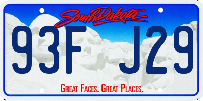 SD license plate 93FJ29