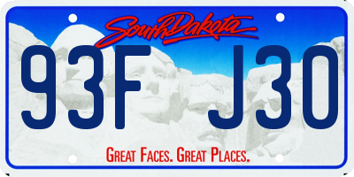 SD license plate 93FJ30