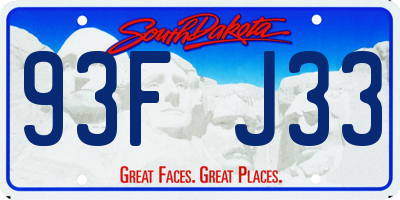 SD license plate 93FJ33