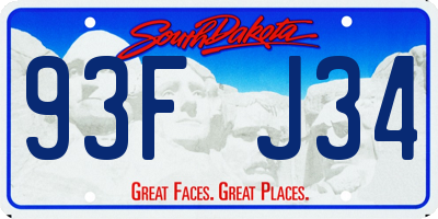 SD license plate 93FJ34