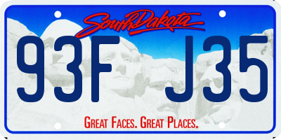 SD license plate 93FJ35