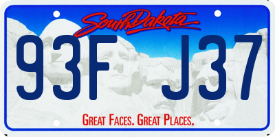 SD license plate 93FJ37