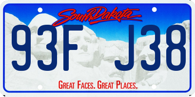 SD license plate 93FJ38