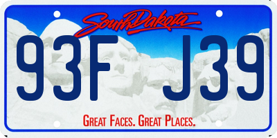 SD license plate 93FJ39