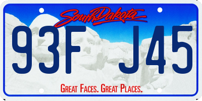 SD license plate 93FJ45