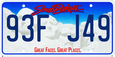 SD license plate 93FJ49