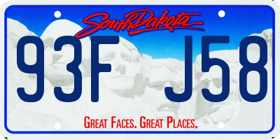SD license plate 93FJ58