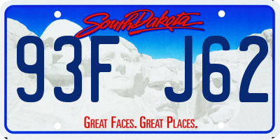 SD license plate 93FJ62