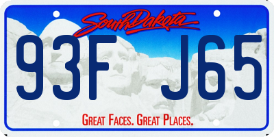 SD license plate 93FJ65