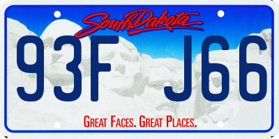 SD license plate 93FJ66