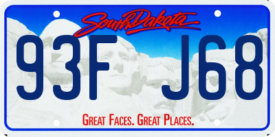 SD license plate 93FJ68