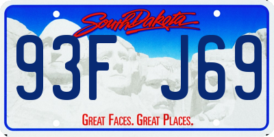 SD license plate 93FJ69