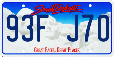 SD license plate 93FJ70