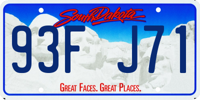 SD license plate 93FJ71