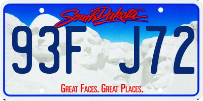 SD license plate 93FJ72