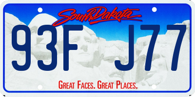 SD license plate 93FJ77