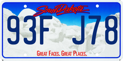SD license plate 93FJ78