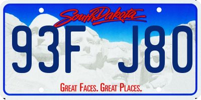 SD license plate 93FJ80