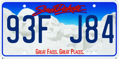 SD license plate 93FJ84