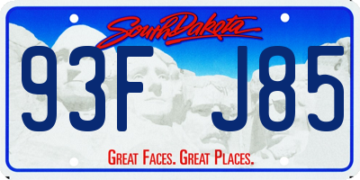 SD license plate 93FJ85