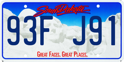 SD license plate 93FJ91