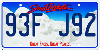 SD license plate 93FJ92