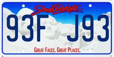 SD license plate 93FJ93
