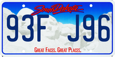 SD license plate 93FJ96