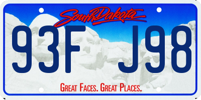 SD license plate 93FJ98