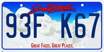 SD license plate 93FK67