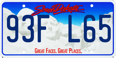 SD license plate 93FL65