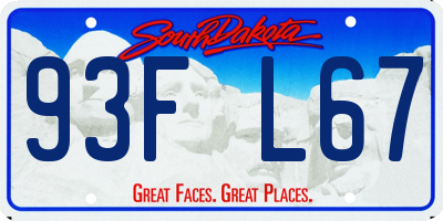 SD license plate 93FL67