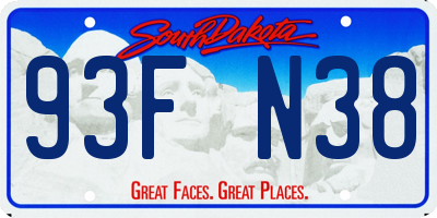 SD license plate 93FN38