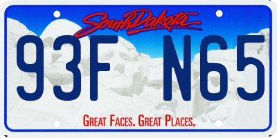 SD license plate 93FN65