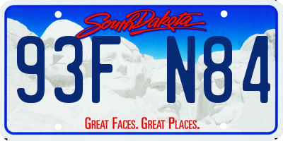 SD license plate 93FN84