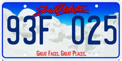 SD license plate 93FO25