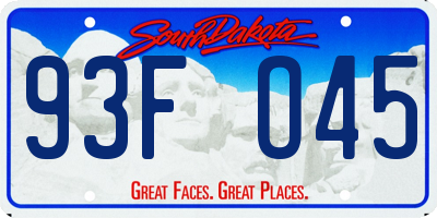 SD license plate 93FO45