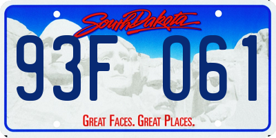 SD license plate 93FO61